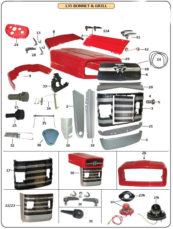 Price for Pair Massey Ferguson Headlight Cowl Fixing Kit MF 135 165